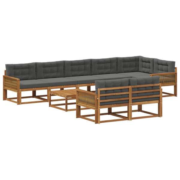 vidaXL Ensemble de canapés d'extérieur 9 Pièces Naturel et Anthracite