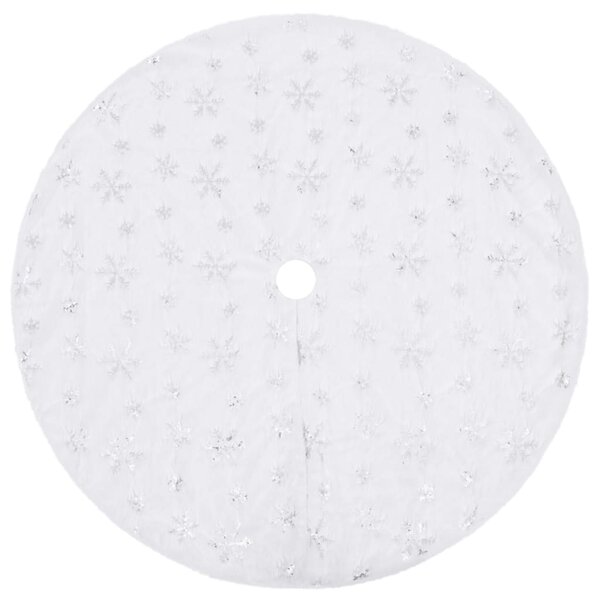 vidaXL Jupe de sapin de Noël de luxe Blanc 90 cm Fausse fourrure