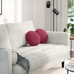 vidaXL Coussins de siège 2 Pièces Bordeaux Ø 40 x 13 cm Velours