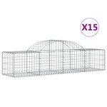 vidaXL Paniers à gabions arqués 15 Pièces 200x50x40/60 cm fer galvanisé