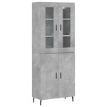 vidaXL Buffet haut Gris béton 69 5x34x180 cm Bois d'ingénierie