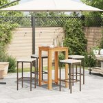 vidaXL Ensemble de bar de jardin 5 Pièces marron bois massif acacia rotin