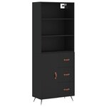 vidaXL Buffet haut Noir 69 5x34x180 cm Bois d'ingénierie