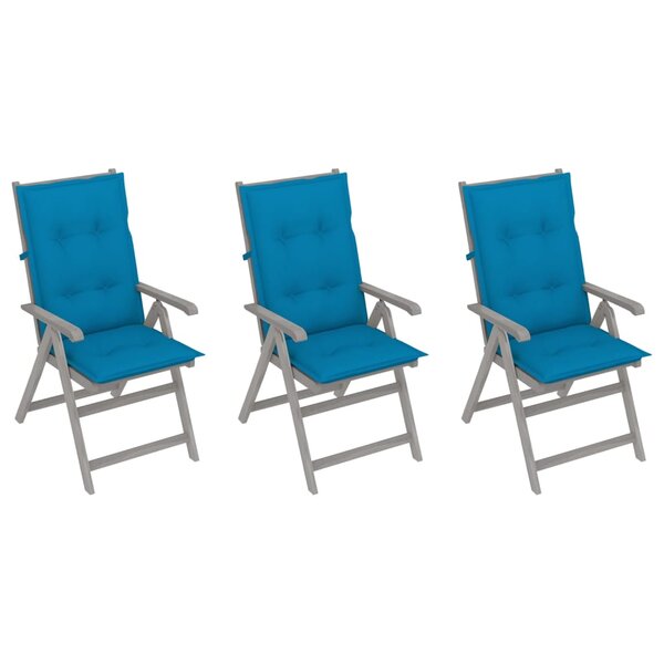 vidaXL Chaises inclinables de jardin 3 Pièces avec coussins Bois d'acacia