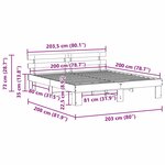 vidaXL Cadre de lit Blanc 200 x 200 cm Bois de pin massif