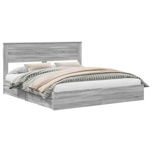 vidaXL Lit de Rangement Gris Sonoma 200 x 200 cm Bois d'ingénierie