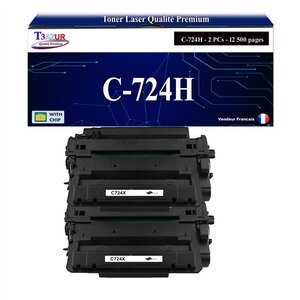 T3AZUR - 2x Toners compatibles avec Canon 724H (3482B002) pour Canon LBP6750DN  LBP6780X  MF512x  MF515x Noir - 12 500p