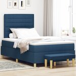 vidaXL Lit à Sommier avec Matelas & Banc Bleu 120x190 cm Tissu