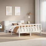 vidaXL Lit bibliothèque sans matelas blanc 150x200 cm bois pin massif