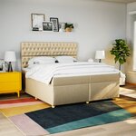 vidaXL Sommier à lattes de lit avec matelas Crème 200x200 cm Tissu