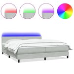 vidaXL Sommier à lattes de lit et matelas et LED gris clair 180x220cm velours