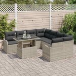 vidaXL Ensemble de canapé de jardin 9 Pièces Gris clair Poly Rattan