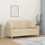 vidaXL Canapé 2 places avec oreillers décoratifs crème 140 cm tissu