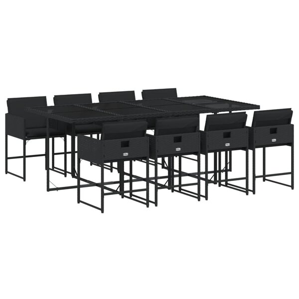 vidaXL Ensemble à manger de jardin 9Pièces coussins noir résine tressée