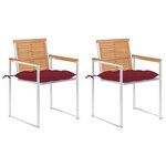 vidaXL Chaises de jardin avec coussins lot de 2 Teck solide et acier