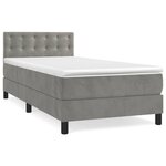 vidaXL Sommier à lattes de lit et matelas Gris clair 90x190 cm Velours