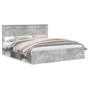vidaXL Cadre de lit Béton 180 x 200 cm Bois de pin massif