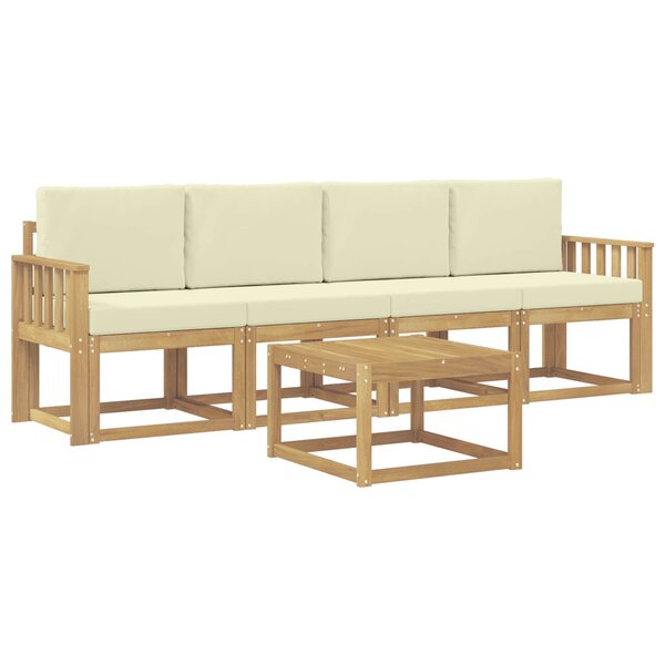 vidaXL Ensemble de canapés d'extérieur 5 Pièces Blanc et crème