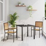 vidaXL Chaises de jardin empilables - pack de 2  en poly rotin noir.