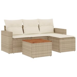 vidaXL Salon de jardin avec coussins 5 Pièces beige résine tressée