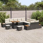 vidaXL Ensemble de canapé de jardin 13 Pièces Noir Poly rotin