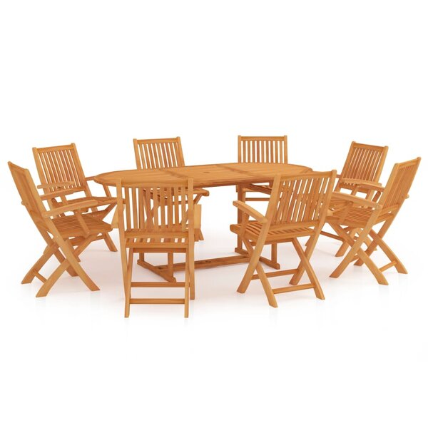 vidaXL Ensemble à manger de jardin 9 Pièces Bois de teck massif