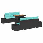 vidaXL Ensemble de canapé de jardin 7 Pièces Noir Poly rotin