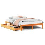 vidaXL Cadre de lit avec tiroirs sans matelas cire marron 140x190 cm