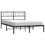 vidaXL Cadre de lit métal sans matelas avec tête de lit noir 135x190cm
