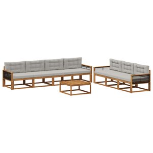 vidaXL Ensemble de canapés d'extérieur 8 Pièces Naturel et Gris clair