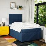 vidaXL Sommier à lattes de lit avec matelas bleu 120x190 cm tissu