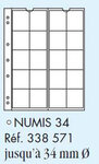 Feuilles numismatiques NUMIS, 20 compartiments jusqu'à 34 mm Ø, paquet de 5