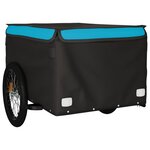 vidaXL Remorque de vélo noir et bleu 45 kg fer