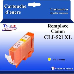 T3AZUR - Cartouche compatibles avec Canon CLI521 CLI-521 XL pour Canon Pixma MP620 MP630 MP640 MP980 MP990 MX860 MX870 - Jaune