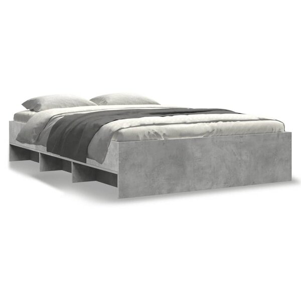 vidaXL Cadre de lit sans matelas gris béton 140x190 cm bois ingénierie