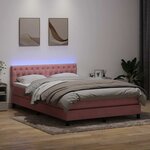 vidaXL Sommier à lattes de lit avec matelas et LED rose 140x210 cm velours
