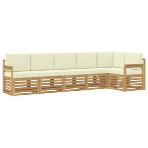 vidaXL Ensemble de canapés d'extérieur 6 Pièces Blanc et crème