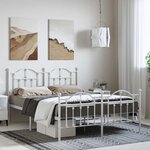 vidaXL Cadre de lit métal sans matelas et pied de lit blanc 150x200 cm