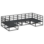 vidaXL Ensemble de canapé de jardin avec coussin 6 Pièces Noir Aluminium