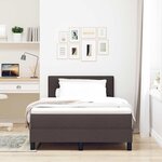 vidaXL Lit à ressorts avec tête de lit Marron foncé 120 x 200 cm tissu