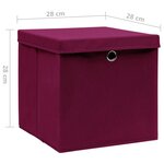 vidaXL Boîtes de rangement et couvercles 10 Pièces 28x28x28cm Rouge foncé