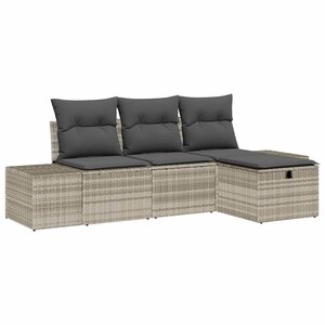 vidaXL Ensemble de canapé de jardin 4 Pièces Gris clair 55 x 62 x 69 cm