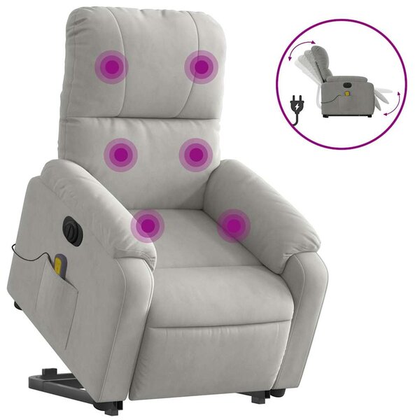 vidaXL Fauteuil inclinable de massage électrique gris clair