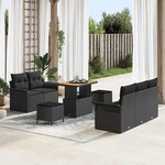 vidaXL Ensemble de canapé de jardin 8 Pièces Noir 90 x 55 x 71 cm