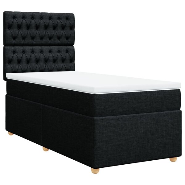 vidaXL Sommier à lattes de lit avec matelas Noir 90x190 cm Tissu