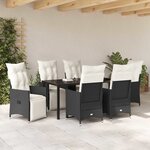 vidaXL Ensemble de salle à manger pour jardin 7 Pièces Noir Poly rotin