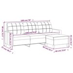 vidaXL Canapé à 3 places avec repose-pieds Crème 180 cm Tissu