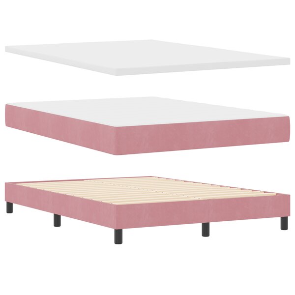 Lit box spring vidaXL avec matelas Rose 160x200 cm Velours