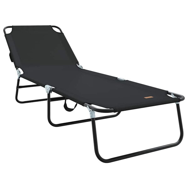 vidaXL Chaise longue pliante 1-personne Noir 56 x 189 x 87 cm tissu