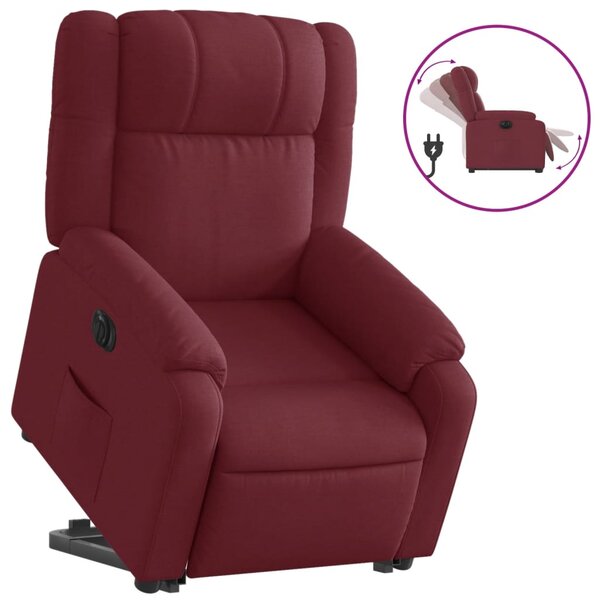 vidaXL Fauteuil inclinable électrique rouge bordeaux tissu